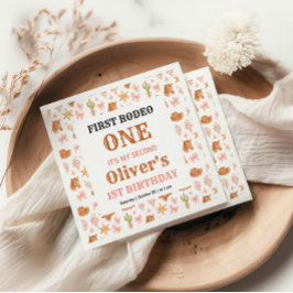 Western Coquette Cowgirl 1st Birthday Cute Pink Serviette