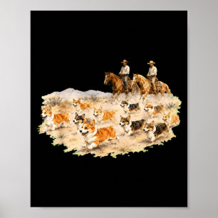 Western Corgi Cowboy Lustig Treiben Western Hund Poster