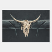 Western Country Beige Grau Rustikale Bullkuhschäde Geschenkpapier Set (Vorderseite)