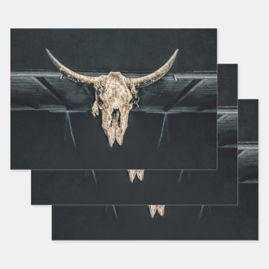 Western Country Beige Grau Rustikale Bullkuhschäde Geschenkpapier Set (Set)