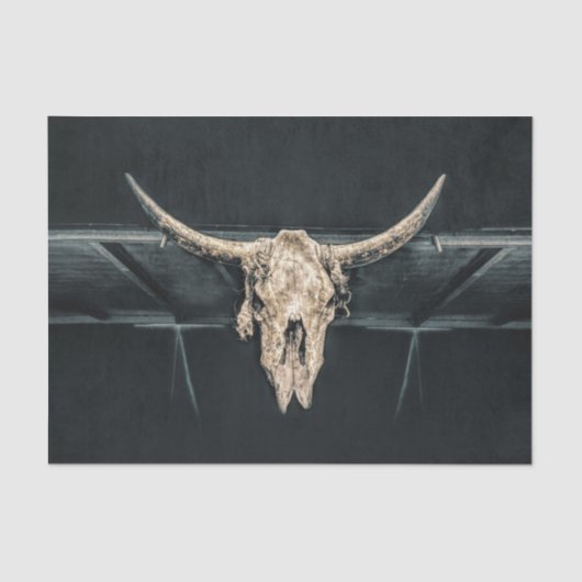 Western Country Beige Grau Rustikale Bullkuhschäde Seidenpapier (Vorderseite)