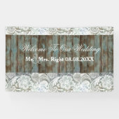 Western Country blauen Scheunenholz Hochzeit Banner (Horizontal)