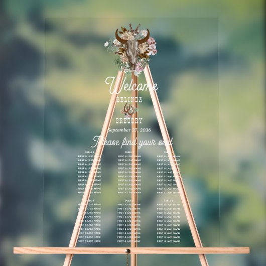 Western Country Boho Kuh Hochzeitskarte Acrylschild (Neutral)