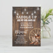 Western Country Boots Retirement Celebration Einladung (Stehend Vorderseite)