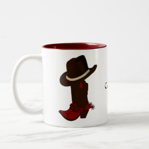 Western Country Brauner Hut & Stiefel Zweifarbig K Zweifarbige Tasse