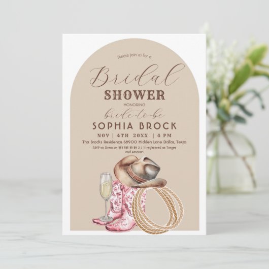 Western Country Bridal Shower Einladung (Stehend Vorderseite)