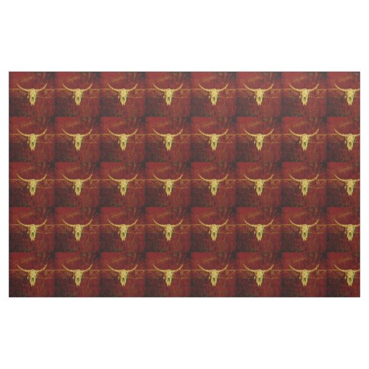 Western Country Brown Rustic Pattern Bull Skull Stoff (Fat Quarter (45,7 x 55,9 cm))