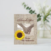 Western Country Burlap Sonnenblume Hochzeit vielen Postkarte (Stehend Vorderseite)