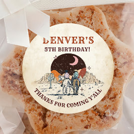 Western Country Cowboy Birthday Danke Runder Aufkleber