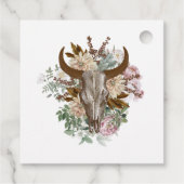 Western Country Cowboy Boho Kuh Skull Hochzeit Geschenkanhänger (Rückseite)