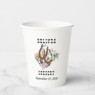Western Country Cowboy Boho Kuh Skull Hochzeit Pappbecher
