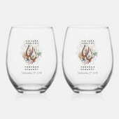 Western Country Cowboy Boho Kuh Skull Hochzeit Weinglas Ohne Stiel (Vorderseite)