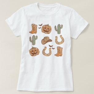 Western Country Cowboy Boot Pumpween Halloween T-Shirt