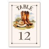 Western Country Cowboy Boots Hochzeit Tischnummer (Vorderseite)