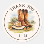 Western Country Cowboy Boots Rustikale Hochzeit Runder Aufkleber (Vorderseite)