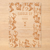 Western Country Cowboy Boots Sattel bis Geburtstag Acryleinladungen (Vorderseite)