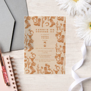 Western Country Cowboy Boots Sattel bis Geburtstag Pergament Einladungen