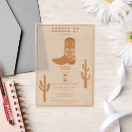 Western Country Cowboy Boots Sattel bis Geburtstag Pergament Einladungen