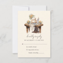 Western Country Cowboy Cowgirl Wedding RSVP Karte