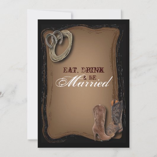 Western Country Cowboy Hochzeit Probe Abendessen Einladung (Rückseite)