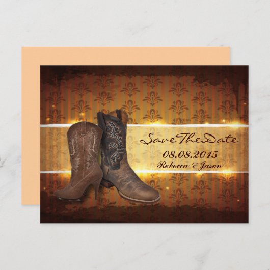 Western Country Cowboy Hochzeit speichern Sie das  Ankündigungspostkarte (Vorne/Hinten)
