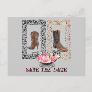Western Country Cowboy Hochzeit speichern Sie das  Ankündigungspostkarte