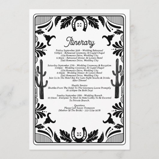 Western Country Cowboy Hochzeitreise Programm (Rückseite)