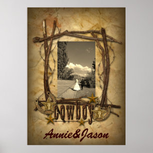 Western-Country-Cowboy-Hochzeitsfoto-Plakat Poster