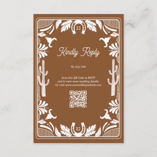 Western Country Cowboy Rustic Wedding Brown Begleitkarte (Vorderseite)