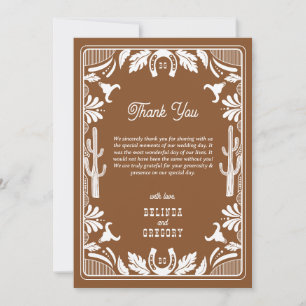 Western Country Cowboy Rustic Wedding Brown Dankeskarte