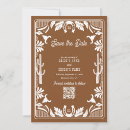 Western Country Cowboy Rustic Wedding Brown Save The Date