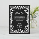 Western Country Cowboy Rustikale Hochzeit Dankeskarte (Stehend Vorderseite)