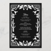Western Country Cowboy Rustikale Hochzeit Menükarte (Vorderseite)