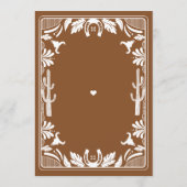 Western Country Cowboy Rustikale Hochzeit Menükarte (Rückseite)