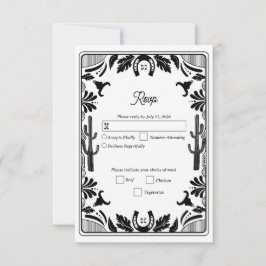 Western Country Cowboy Rustikale Hochzeit RSVP Karte