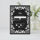 Western Country Cowboy Rustikale Hochzeit RSVP Karte (Stehend Vorderseite)