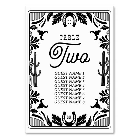 Western Country Cowboy Rustikale Hochzeit Tischnummer (Rückseite)