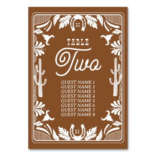 Western Country Cowboy Rustikale Hochzeit Tischnummer (Vorderseite)