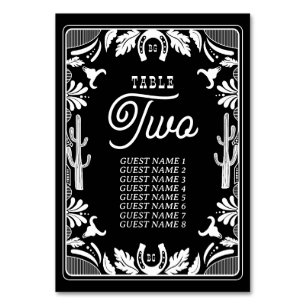 Western Country Cowboy Rustikale Hochzeit Tischnummer