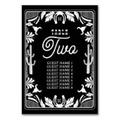 Western Country Cowboy Rustikale Hochzeit Tischnummer (Rückseite)