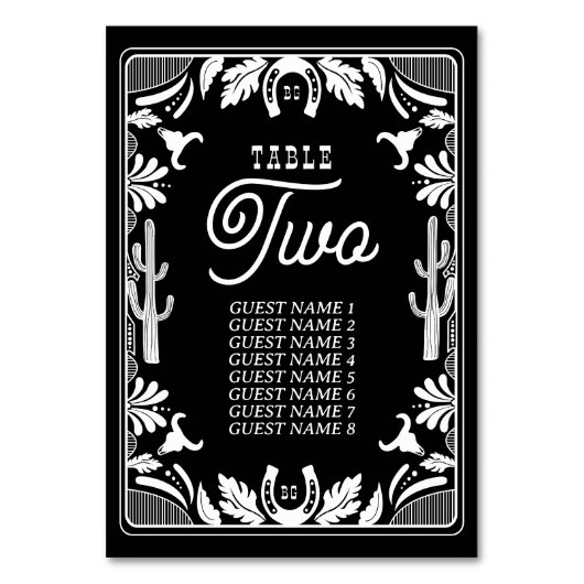 Western Country Cowboy Rustikale Hochzeit Tischnummer (Rückseite)