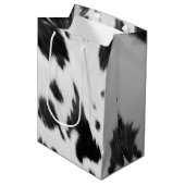 Western Country Cowboy Schwarz-weiße Kuh drucken Mittlere Geschenktüte (Vorderseite Schrägansicht)