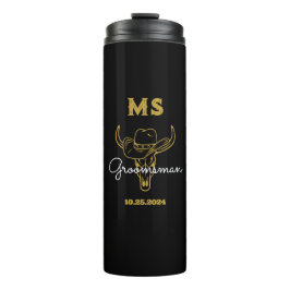 Western Country Cowboy Wedding Monogram Trauzeuge Thermosbecher