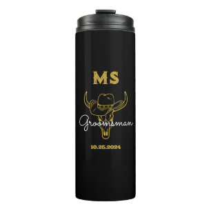 Western Country Cowboy Wedding Monogram Trauzeuge Thermosbecher