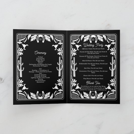 Western Country Cowboy Wedding Order of Service Programm (Innenseite)