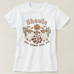 Western Country Cowgirl Ghouls Funny Halloween T-Shirt
