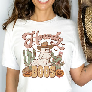 Western Country Cowgirl Howdy Boos Funny Halloween T-Shirt