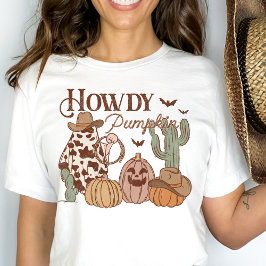 Western Country Cowgirl Howdy Pumpkin Halloween T-Shirt