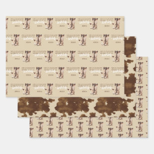Western Country Cowgirl Rustic Geburtstagsparty Geschenkpapier Set