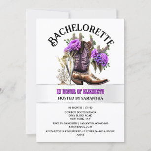 Western Country Cowgirl Stiefel lila Bläserglasur Einladung